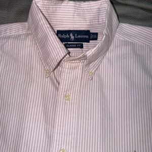 Ralph Lauren Classic Fit Pink Stripe Button Down Shirt Mens XL